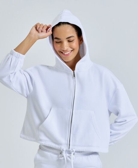 Women's TriDri® recycled cropped oversize full-zip hoodie Thumbnail