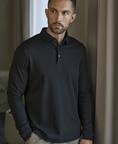 Tee Jays Pima Cotton Long Sleeve Polo Shirt Thumbnail
