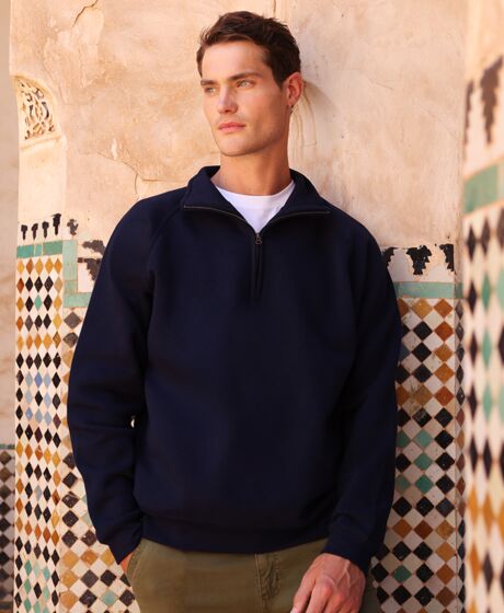 Fruit of the Loom Iconic Premium Zip Neck Sweatshirt Thumbnail