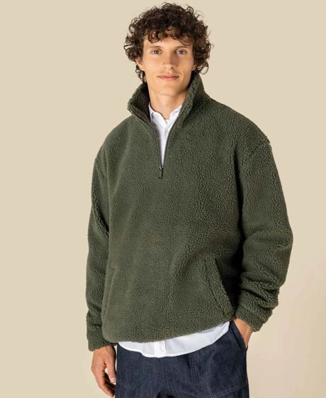 Spasso Unisex Sherpa Drop Shoulder 1/4 Zip Sweat Thumbnail