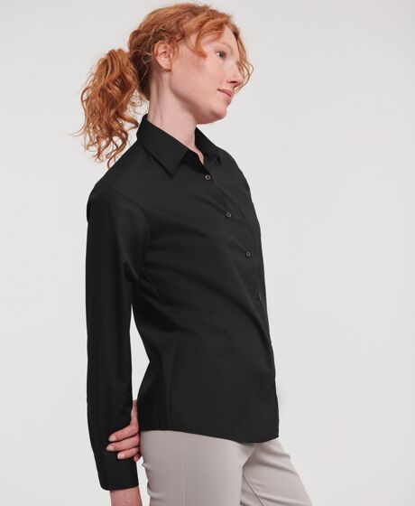 Russell Athletic Collection Ladies Long Sleeve Easy Care Poplin Shirt Thumbnail