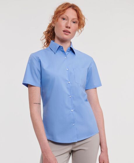 Russell Athletic Collection Ladies Short Sleeve Easy Care Poplin Shirt Thumbnail