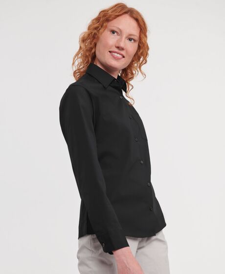 Russell Athletic Collection Ladies Long Sleeve Easy Care Cotton Poplin Shirt Thumbnail