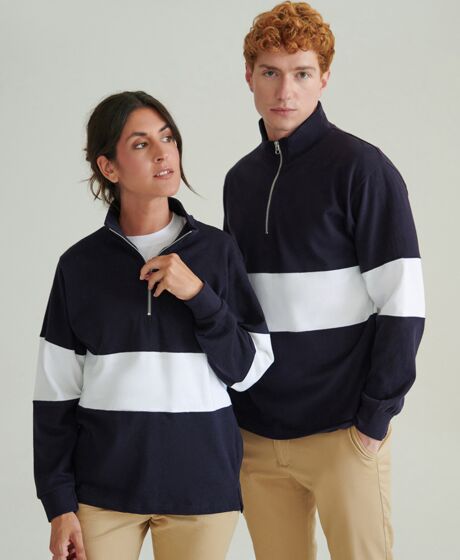 Front Row Panelled 1/4 Zip Neck Top Thumbnail