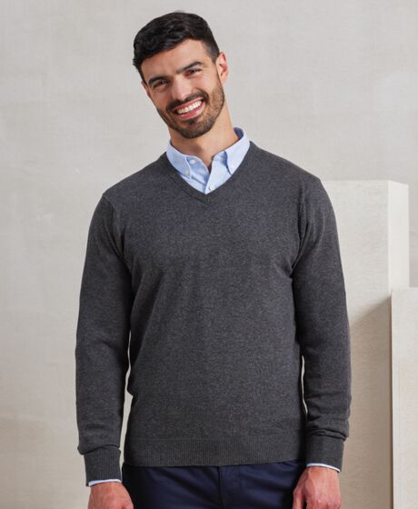 Premier Knitted Cotton Acrylic V Neck Sweater Thumbnail